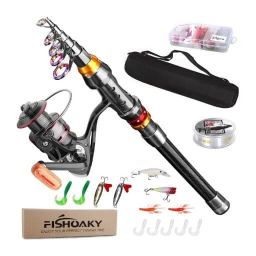 Fishoaky Carbon Fiber Telescopic Fishing Rod And Reel Combo