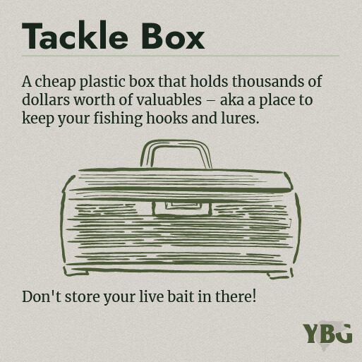 Tackle Box: A cheap plastic box that holds your fishing hooks and lures