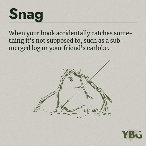 Snag: When your hook accidentally catches something it's not supposed to