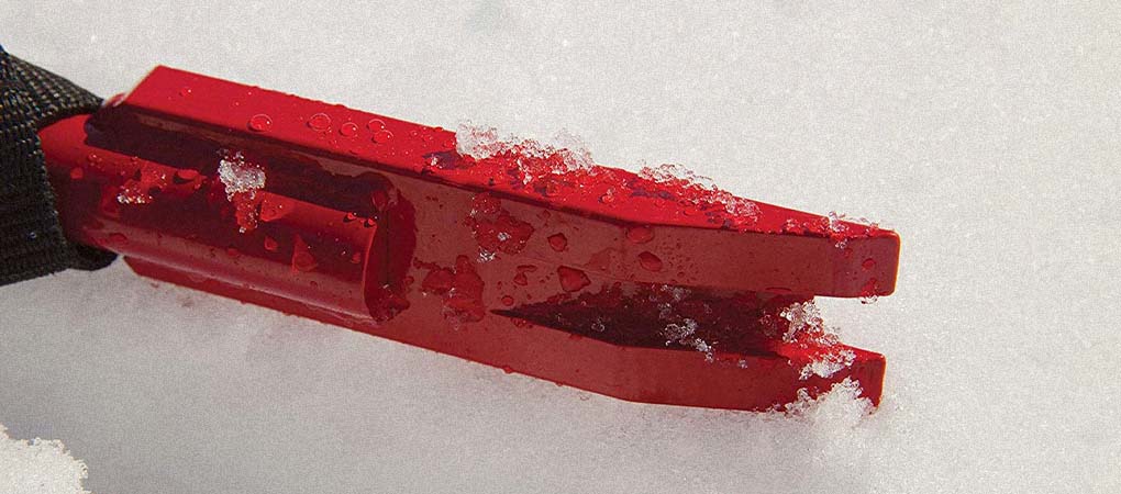 The blade of an ice fishing chisel