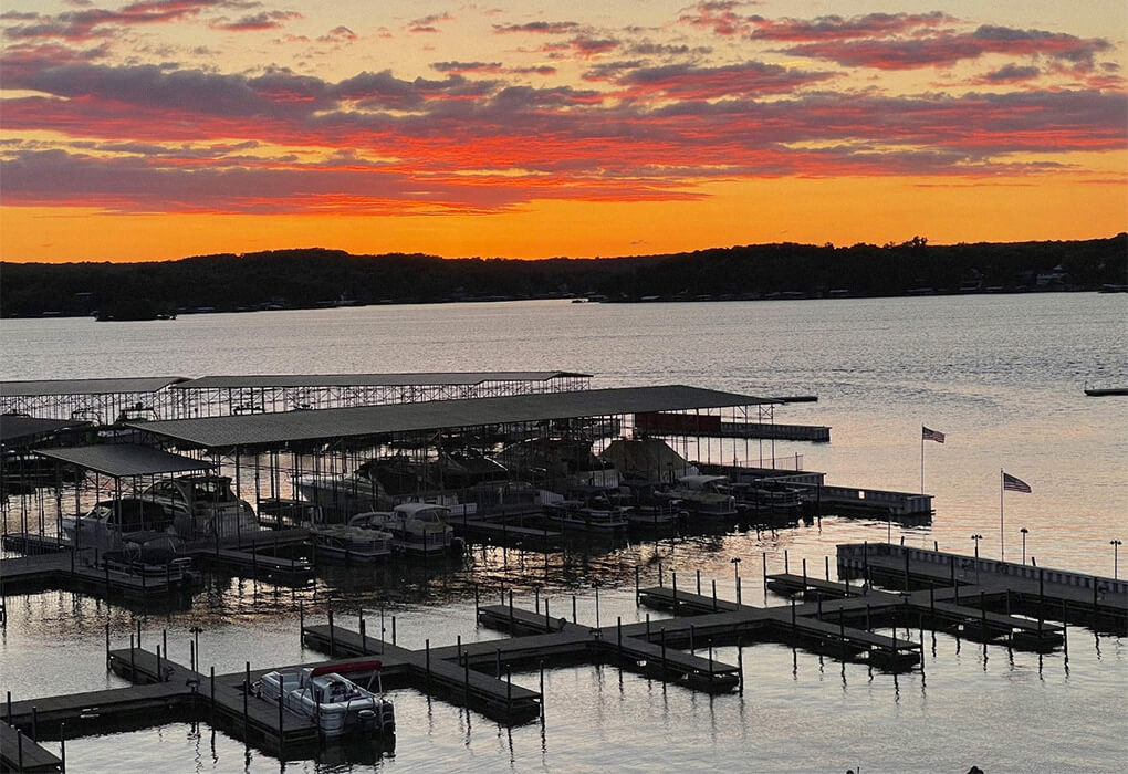 Lake of the Ozarks is filled with docks, boats, and coves lined with summer homes (photo by Brent Frazee)