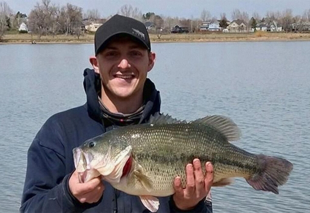 Brandon Wright went trout fishing and ended up catching a Montana state-record bass (photo courtesy of Montana, Fishass (photo courtesy of Montana n